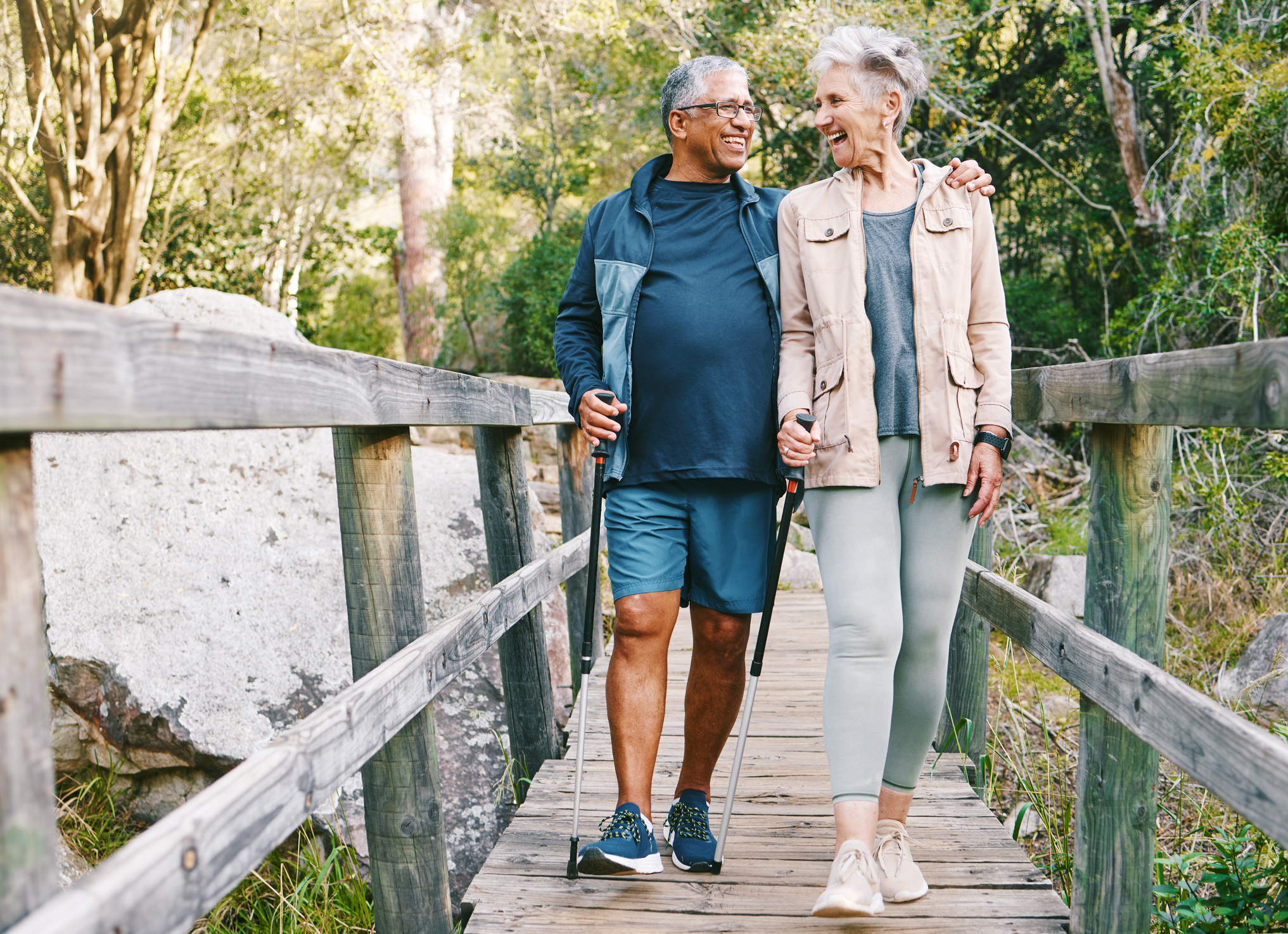 Retired couple on a walk